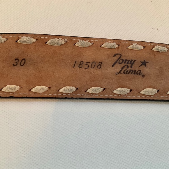 WOMENS VINTAGE TONY LAMA RED LEATHER BELT AND REMOVABLE BUCKLE SIZE 30 EUC